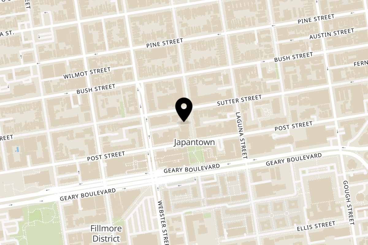 Map showing the location of Soba Dining Sora on 1731 Buchanan St in San Francisco
